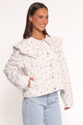 Blue Flower Denim Jacket - Off White